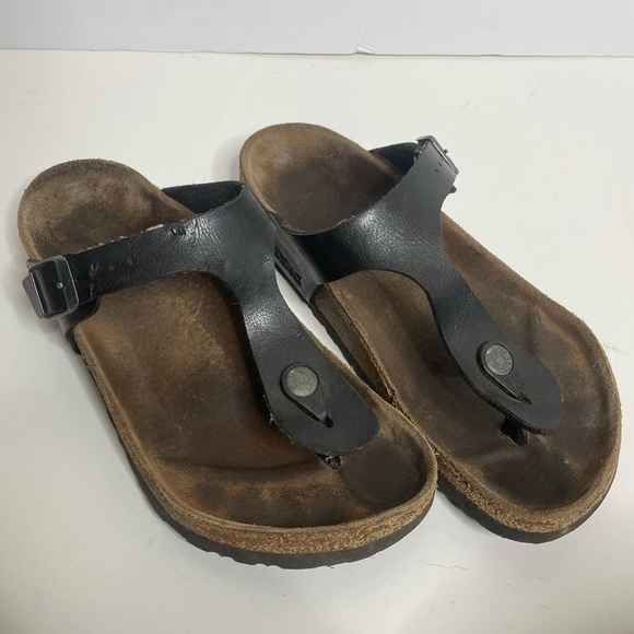 Birkenstock Gizeh Size 25 / 7-7.5 Girls Black Flip Flop Style - Picture 2 of 9